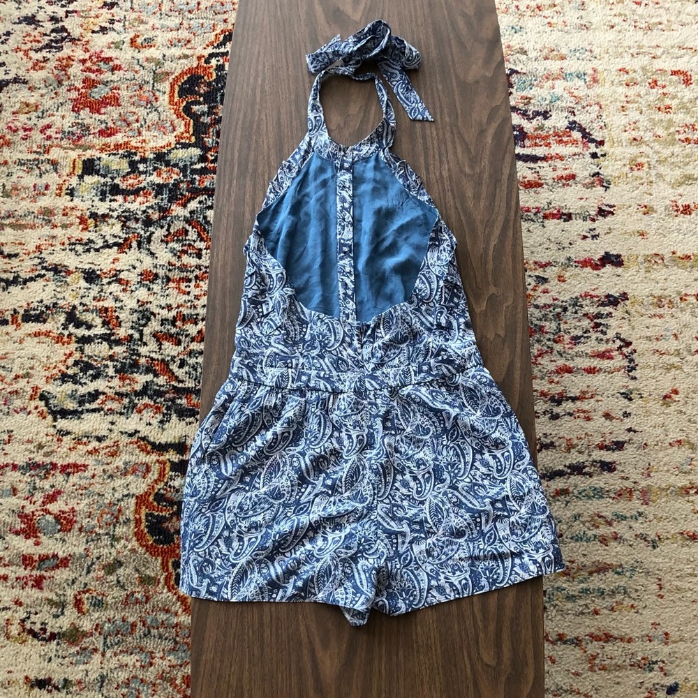Intermix Blue Paisley Backless Romper - Picture 4 of 9